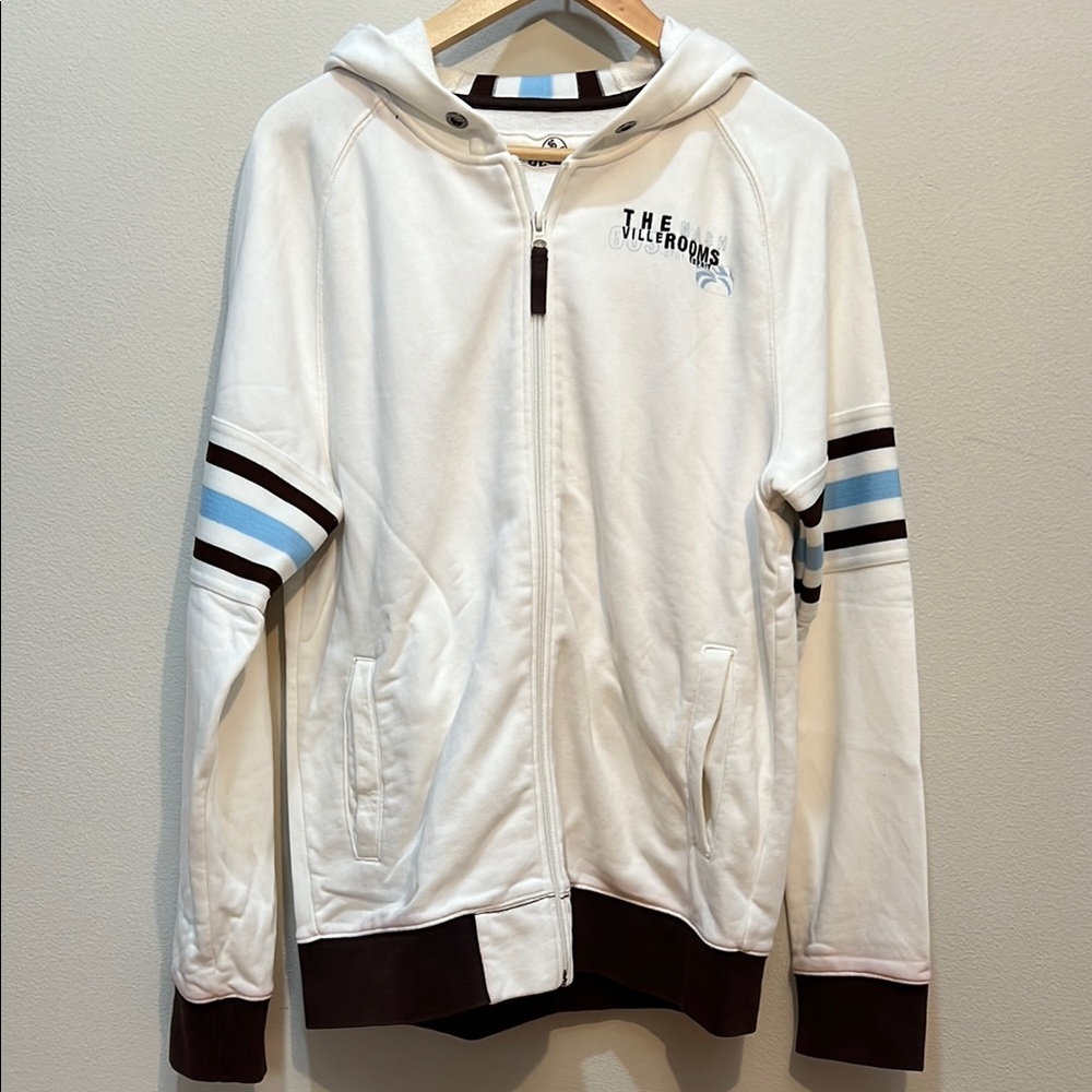 Esprit White Hoodie with Striped Sleeves